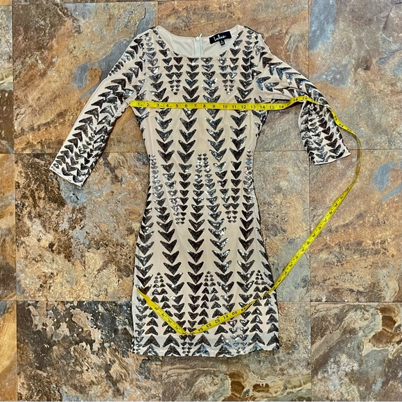 Lulu's Shine On Me Nude and Gunmetal Sequin Bodycon Mini Dress SZ S - Picture 5 of 11